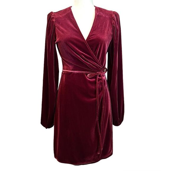 GIANNI BINI Leighton Wrap Dress in Merlot - Picture 2 of 9